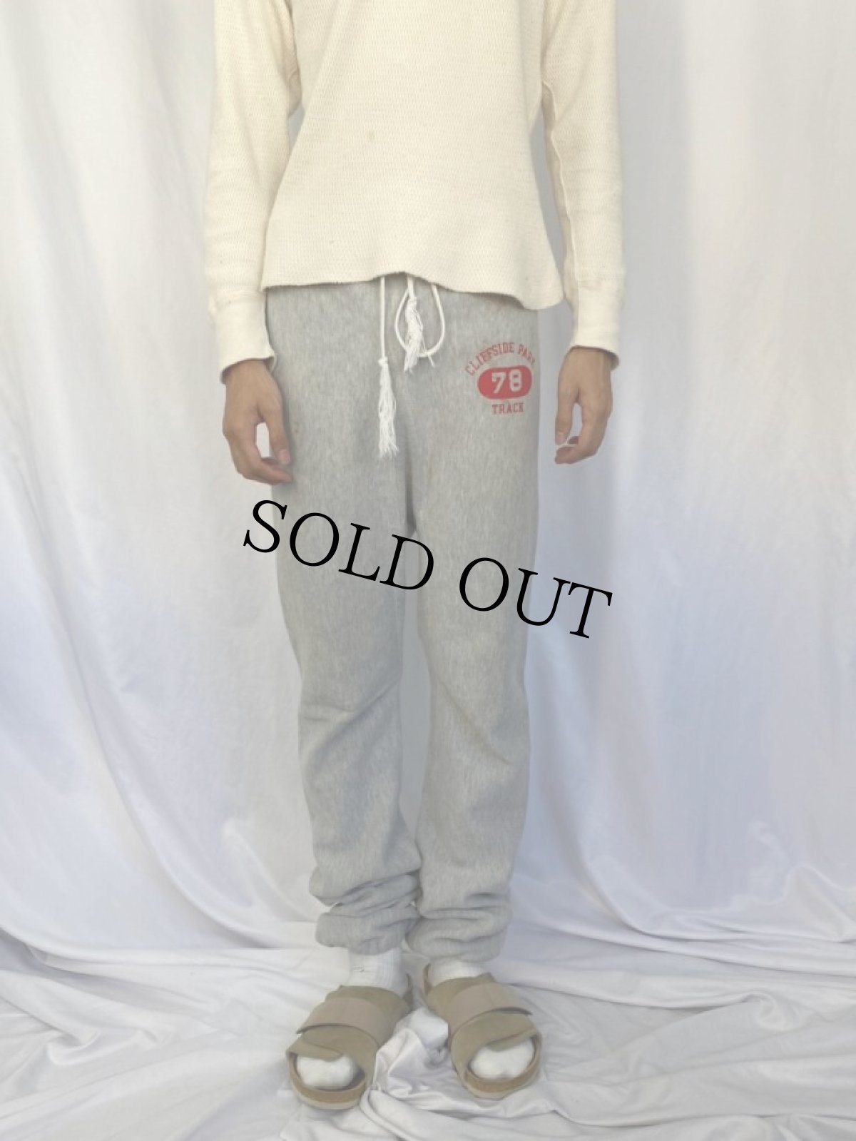 画像2: 80's Champion REVERSE WEAVE トリコタグ USA製 "CLIFFSIDE PARK TRACK" プリントスウェットパンツ L (2)