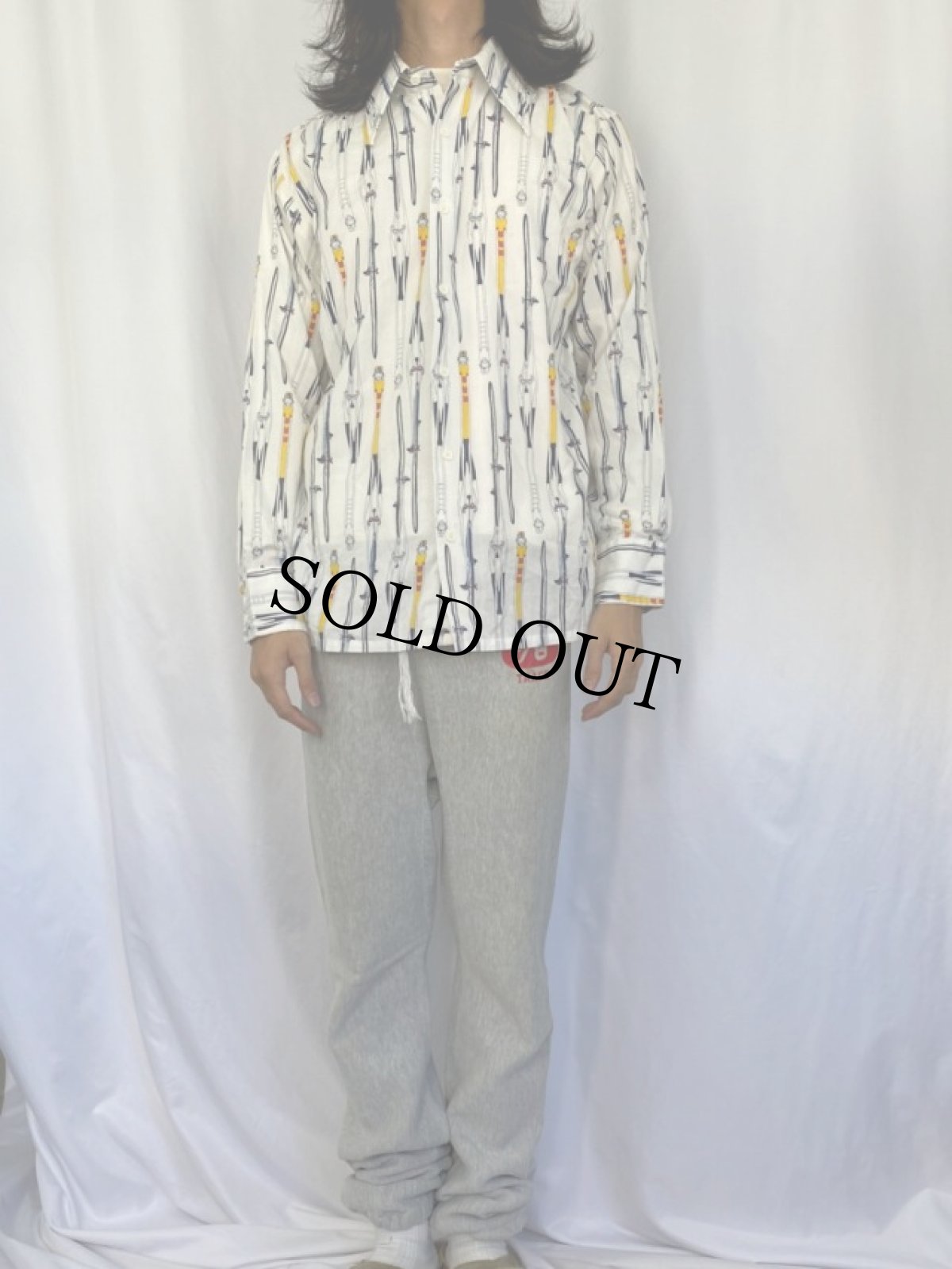 画像2: 70's 総柄 シャツ L (2)