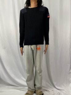 画像2: 90's POLO SPORT Ralph Lauren USA製 "星条旗" ウールコマンドニットセーター NAVY S (2)