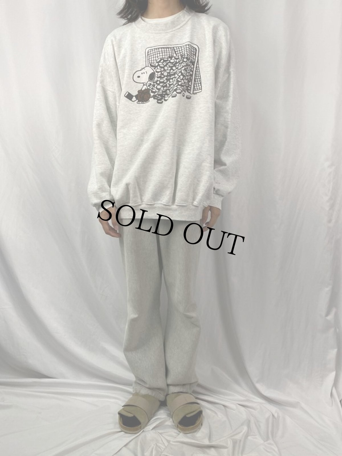 画像2: 90's〜 SNOOPY キャラクタープリント ラグランスウェット 2XL (2)