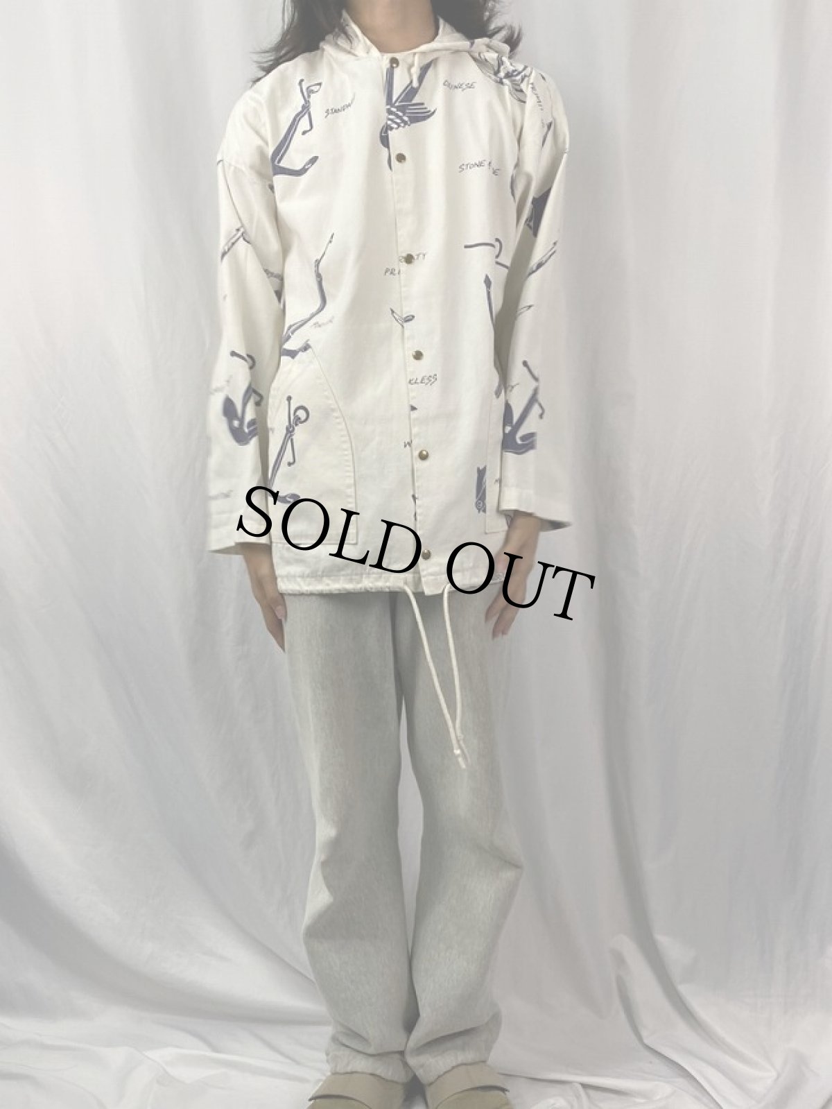 画像2: 80's〜90's MICHIGAN RAG 総柄 パーカー S/M (2)