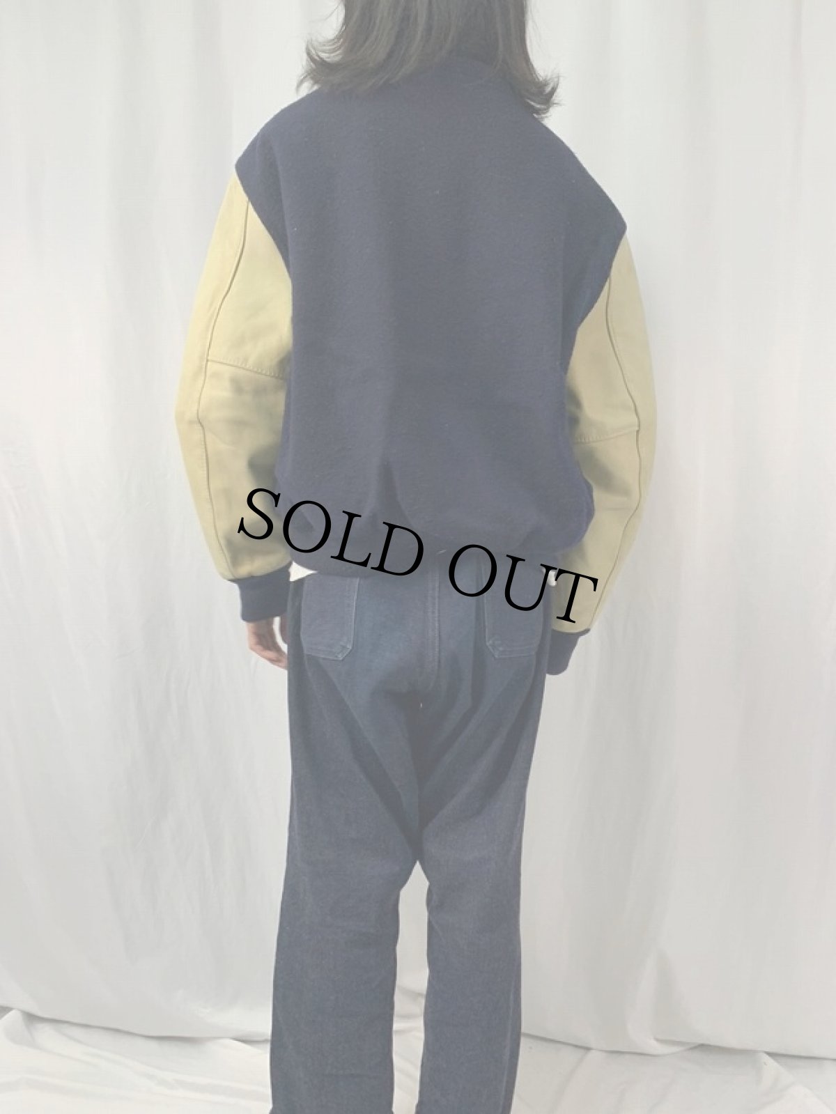 画像4: 【お客様支払い処理待ち】50's Reynolds & Brown パッチ付き レザー×ウール ボタンスタジャン SIZE48 (4)