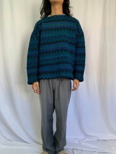 画像2: 60's〜 JERSEY MODELLER SWEDEN製 ジャガード織り ボートネックウールニットセーター (2)