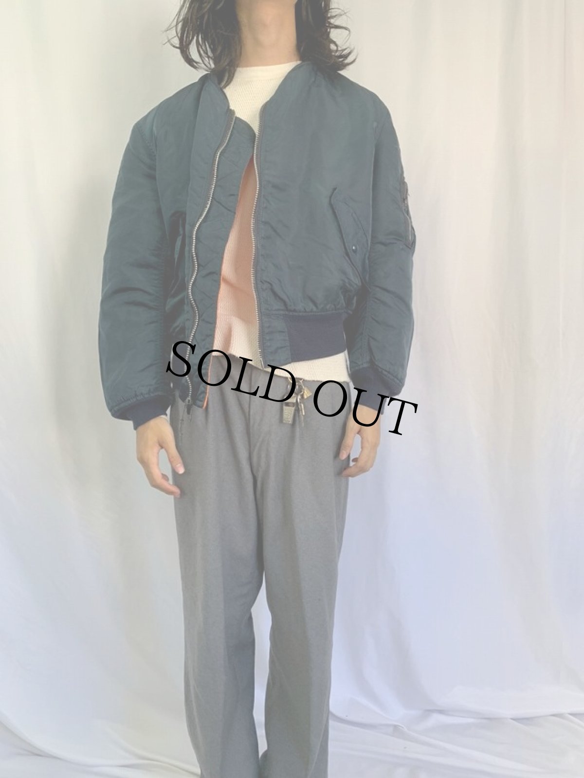 画像2: 90's〜 民間品 ALPHA INDUSTRIES,INC. MA-1 USA製 フライトジャケット XL NAVY (2)