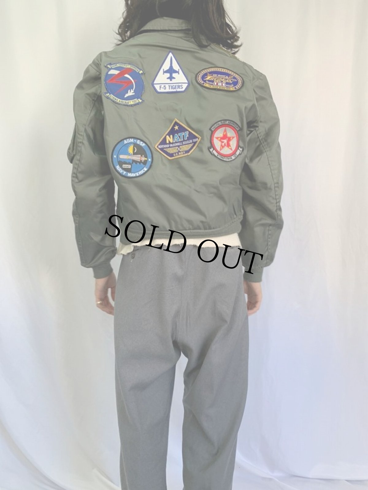 画像5: 90's U.S.AIR FORCE CWU-36/P パッチ付き フライトジャケット M (5)