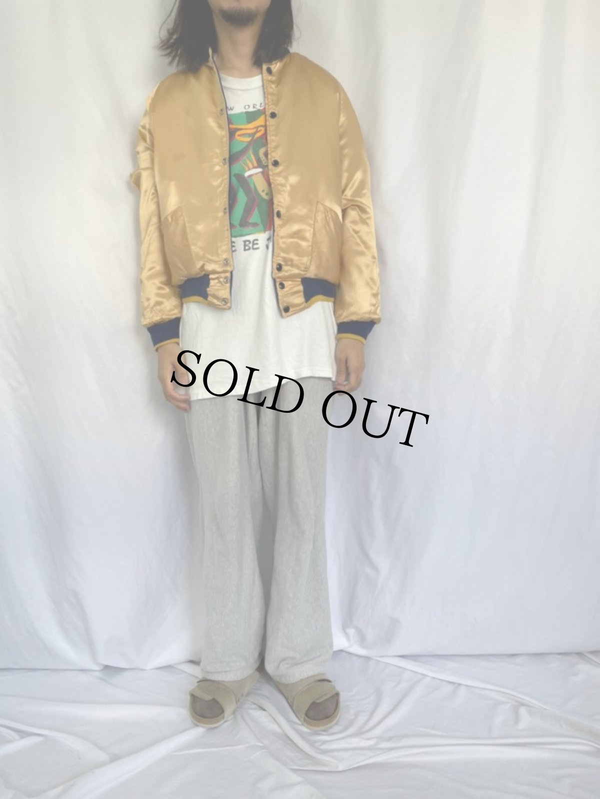 画像5: 50's メルトン×サテン リバーシブルスタジャン 無地 (5)