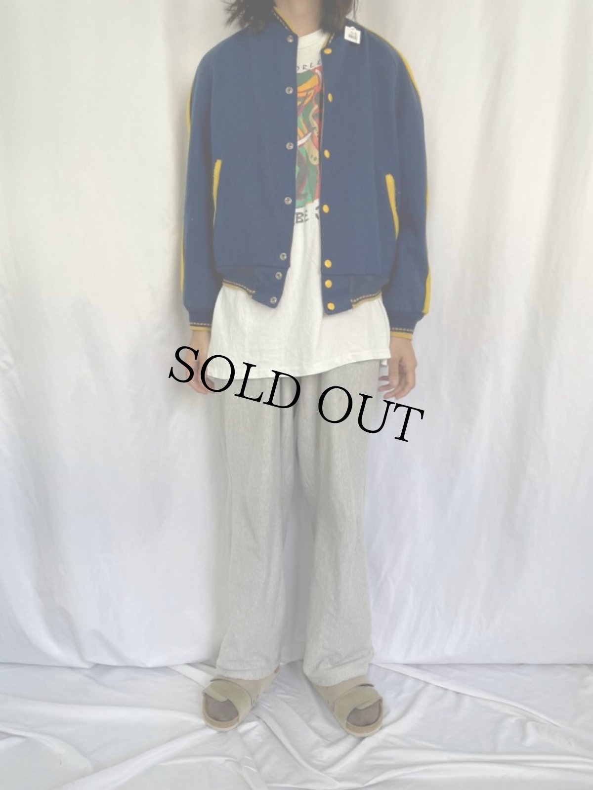 画像2: 50's メルトン×サテン リバーシブルスタジャン 無地 (2)