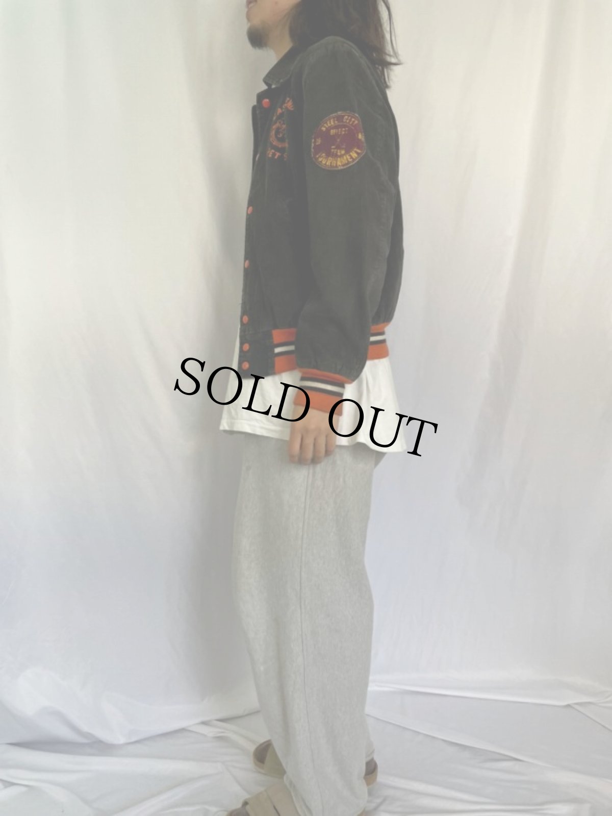 画像3: 80's "STEEL CITY TOURNAMENT" 刺繍×ワッペン付き 襟付き コーデュロイスタジャン (3)