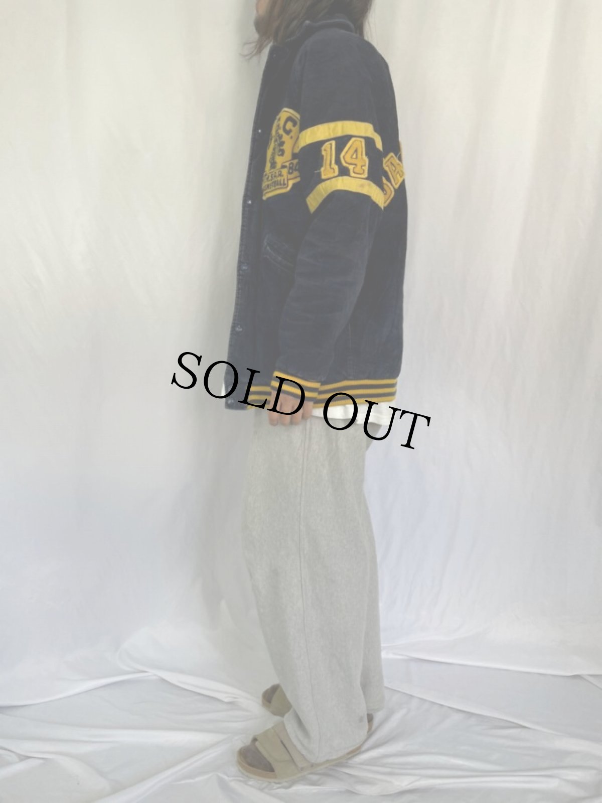 画像3: 80's "S.G.C. BASKETBALL" ワッペン付き 襟付き コーデュロイスタジャン (3)