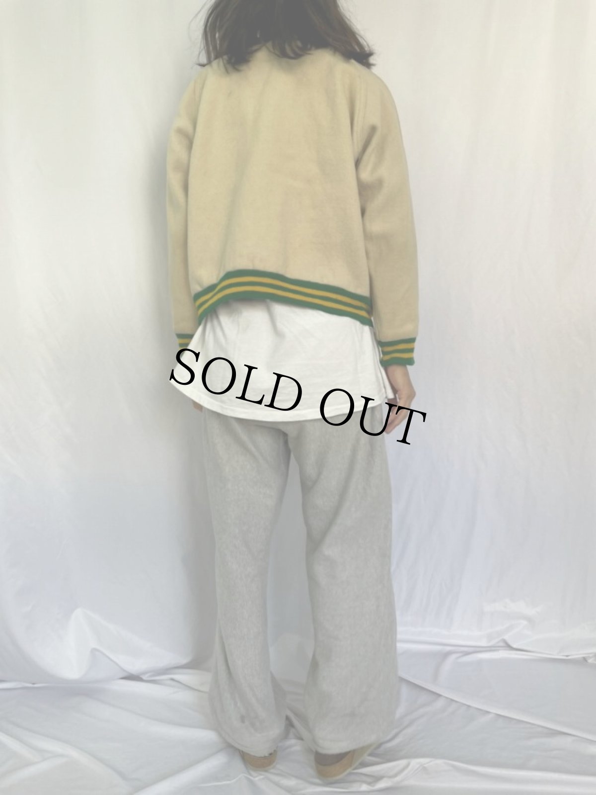 画像4: 60's LASLEY KNITTING CO. メルトンスタジャン 無地 (4)