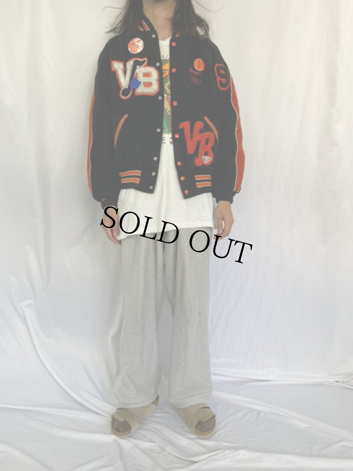 画像3: 90's Holloway 刺繍×ワッペン付き メルトンスタジャン BLACK L (3)