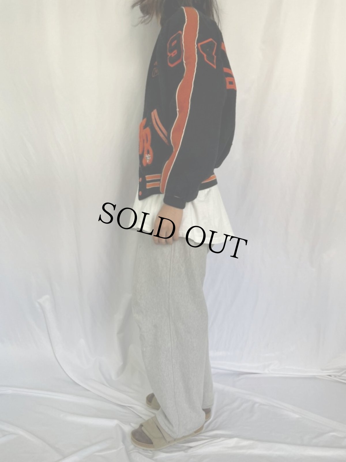 画像4: 90's Holloway 刺繍×ワッペン付き メルトンスタジャン BLACK L (4)