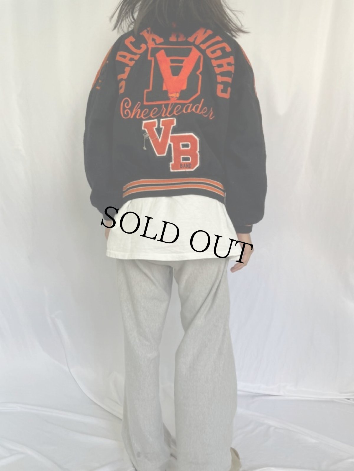 画像5: 90's Holloway 刺繍×ワッペン付き メルトンスタジャン BLACK L (5)