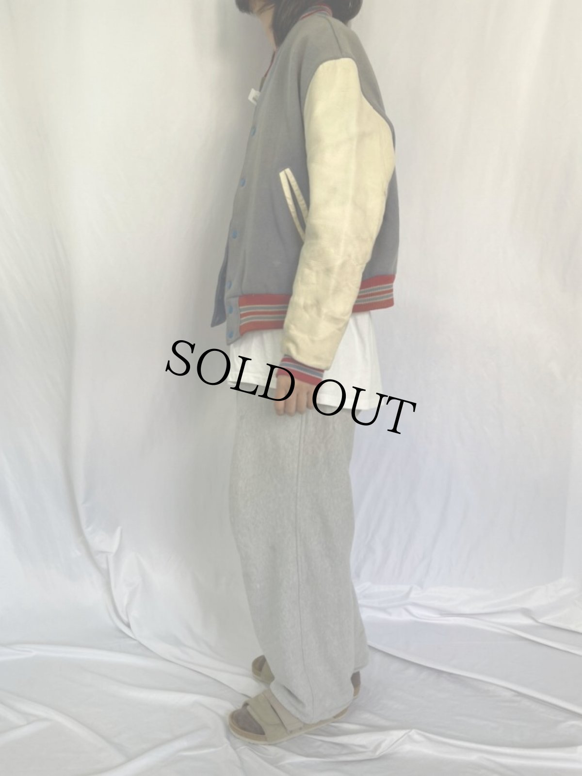 画像3: 60's PENNY'S 袖レザー メルトンスタジャン 無地 (3)