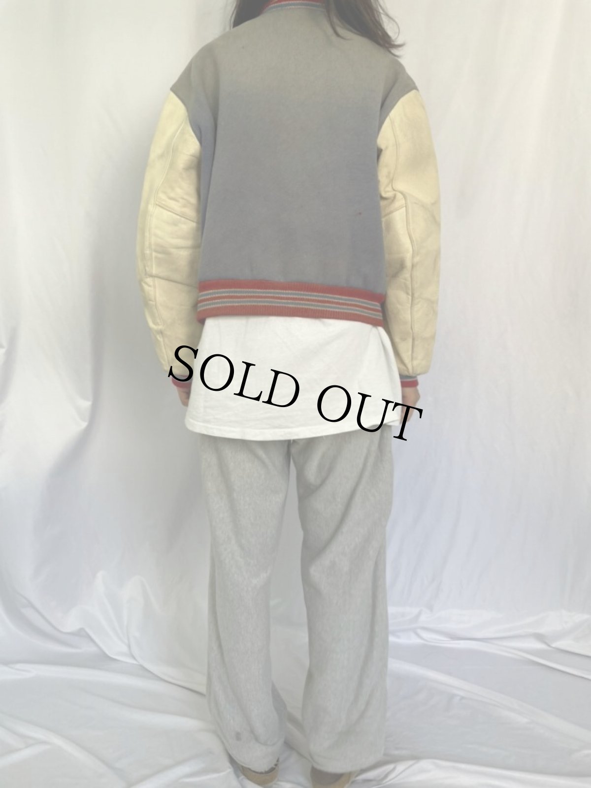 画像4: 60's PENNY'S 袖レザー メルトンスタジャン 無地 (4)