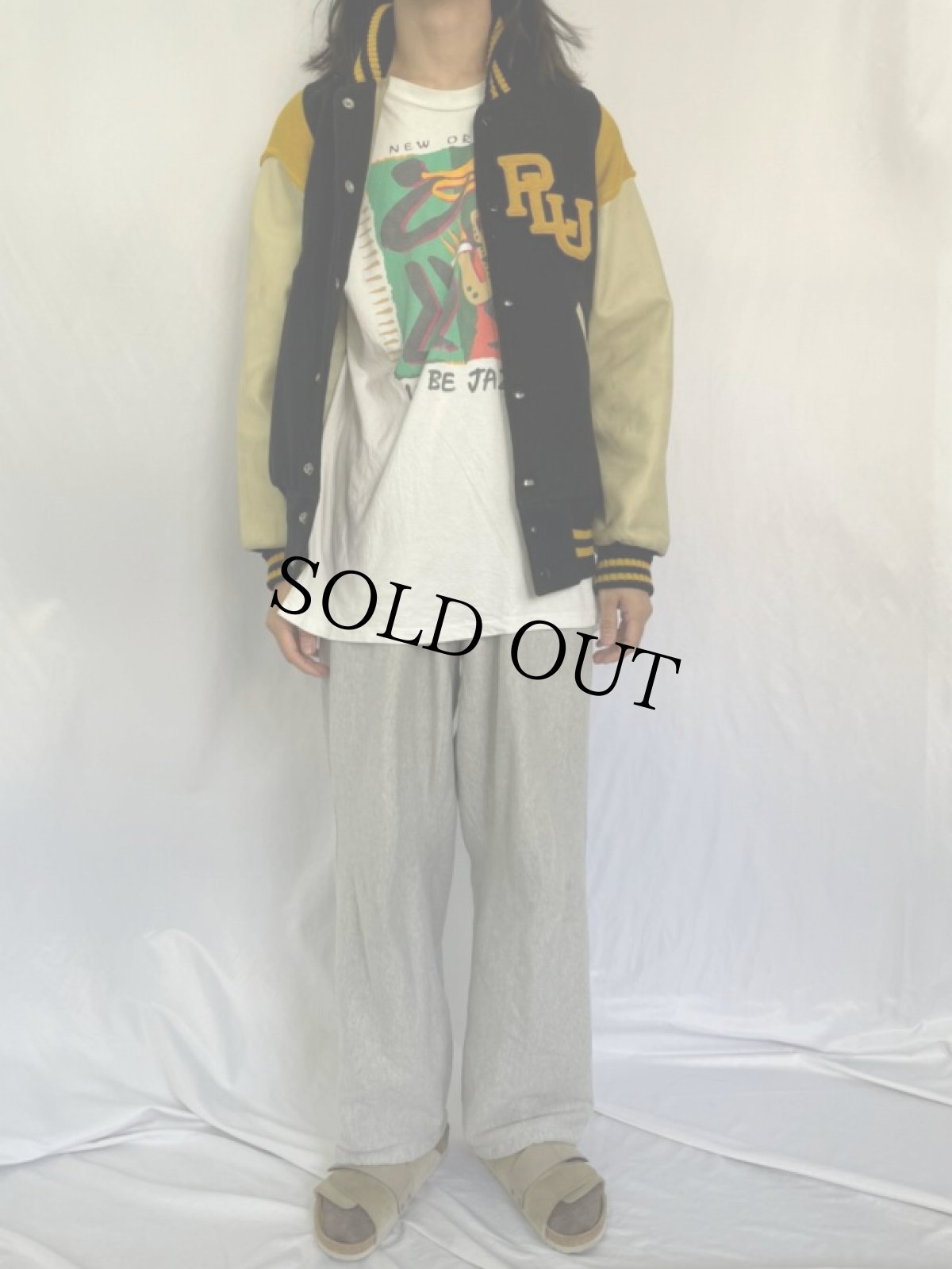 画像2: 50〜60's LASLEY KNITTING CO. ワッペン付き メルトンスタジャン BLACK SIZE40 (2)