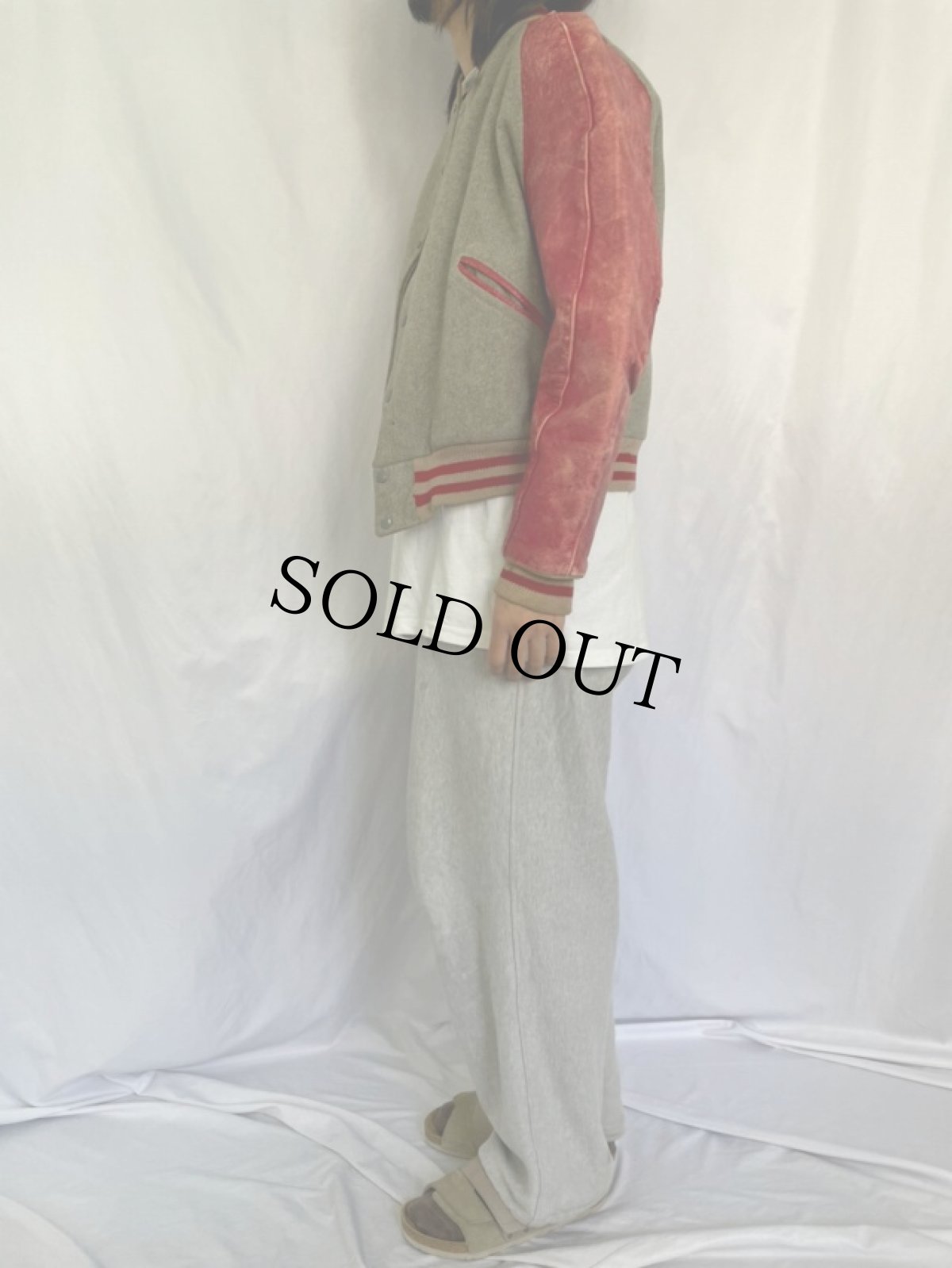 画像3: 60's 袖レザー メルトンスタジャン (3)