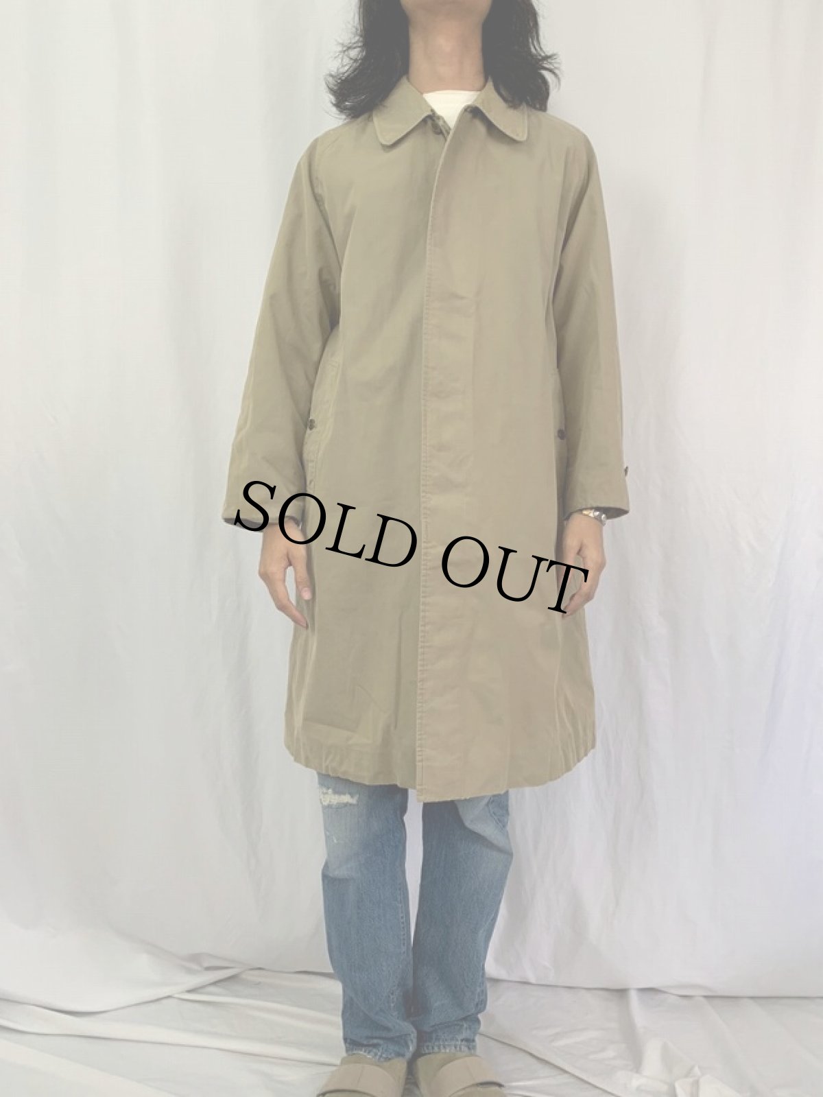 画像2: 80's Burberrys ENGLAND製 一枚袖 バーバリークロス ステンカラーコート (2)