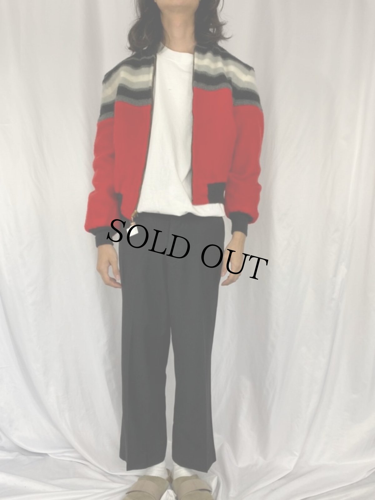 画像2: 60's ボーダー柄 フリース×ナイロン リバーシブルジャケット (2)