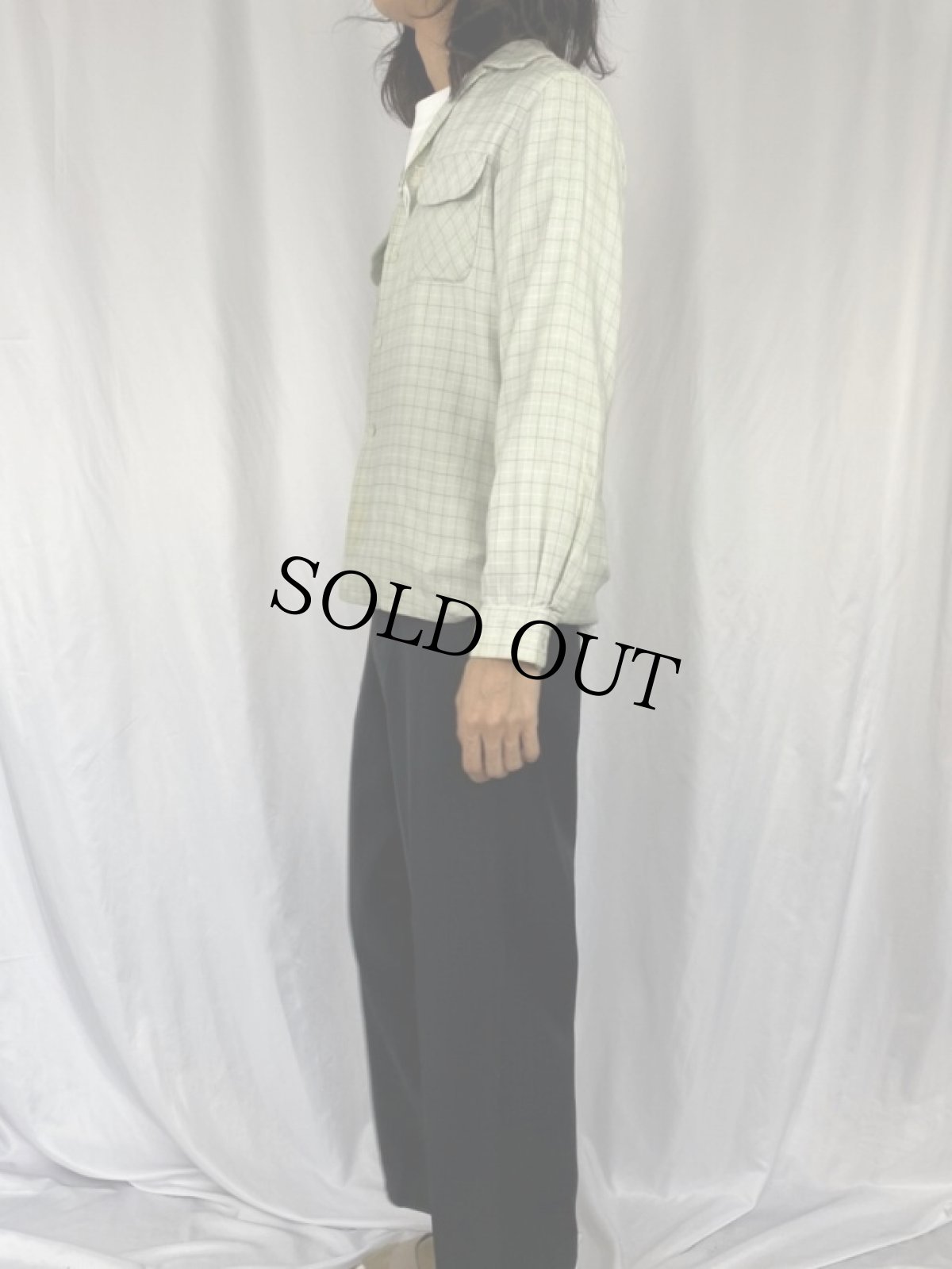 画像3: 50's McGREGOR チェック柄 ウールオープンカラーシャツ M (3)