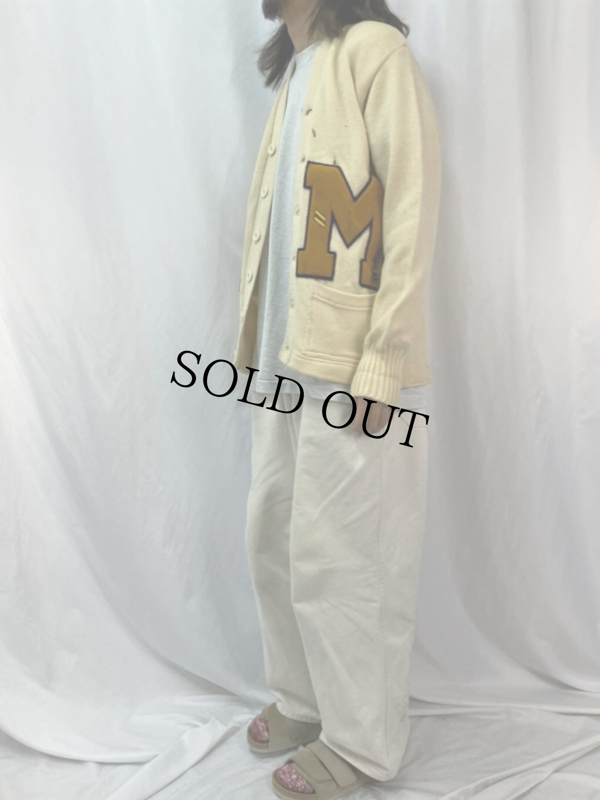 画像3: 50〜60's LA SALLE PROCURE レタードニットカーディガン SIZE44 (3)