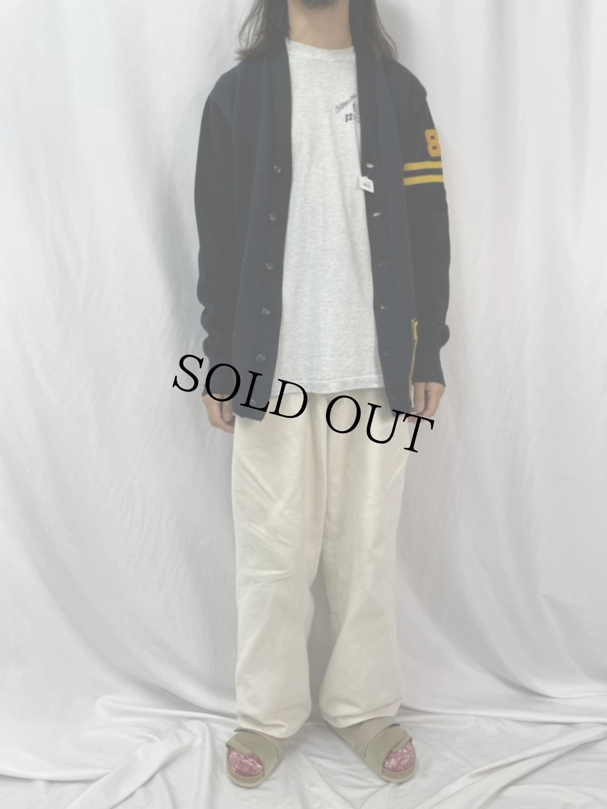 画像2: 50's Allion Knit レタードニットカーディガン BLACK (2)