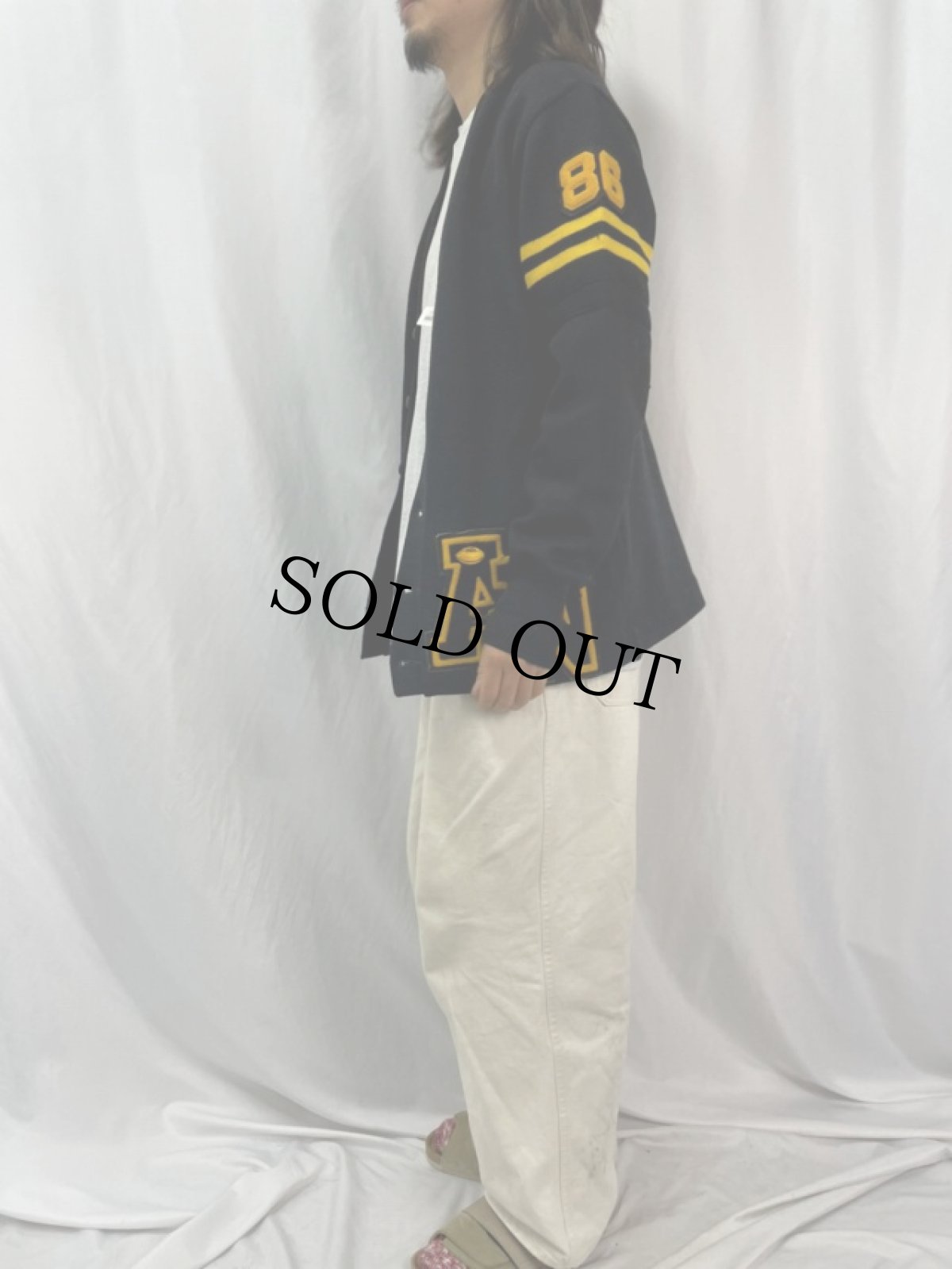 画像3: 50's Allion Knit レタードニットカーディガン BLACK (3)