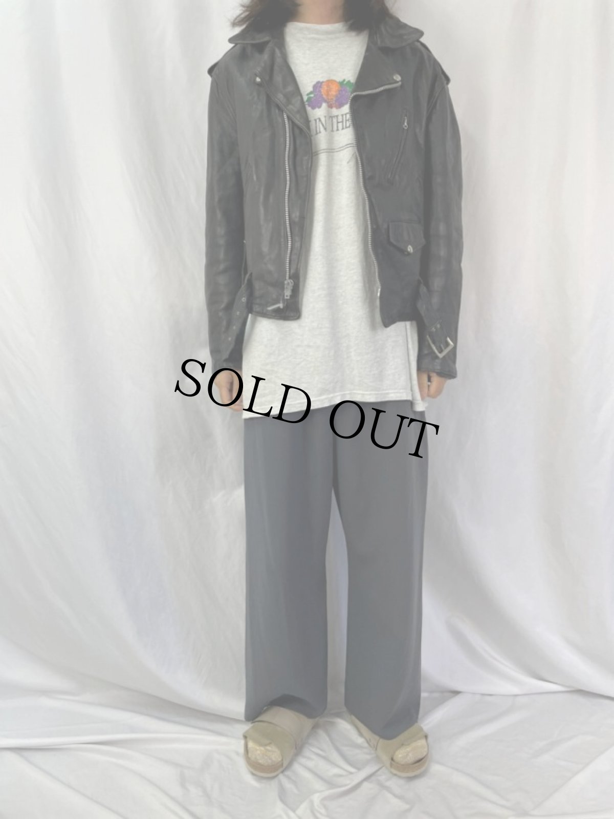 画像2: 70〜80's ダブルライダースジャケット SIZE 46 (2)