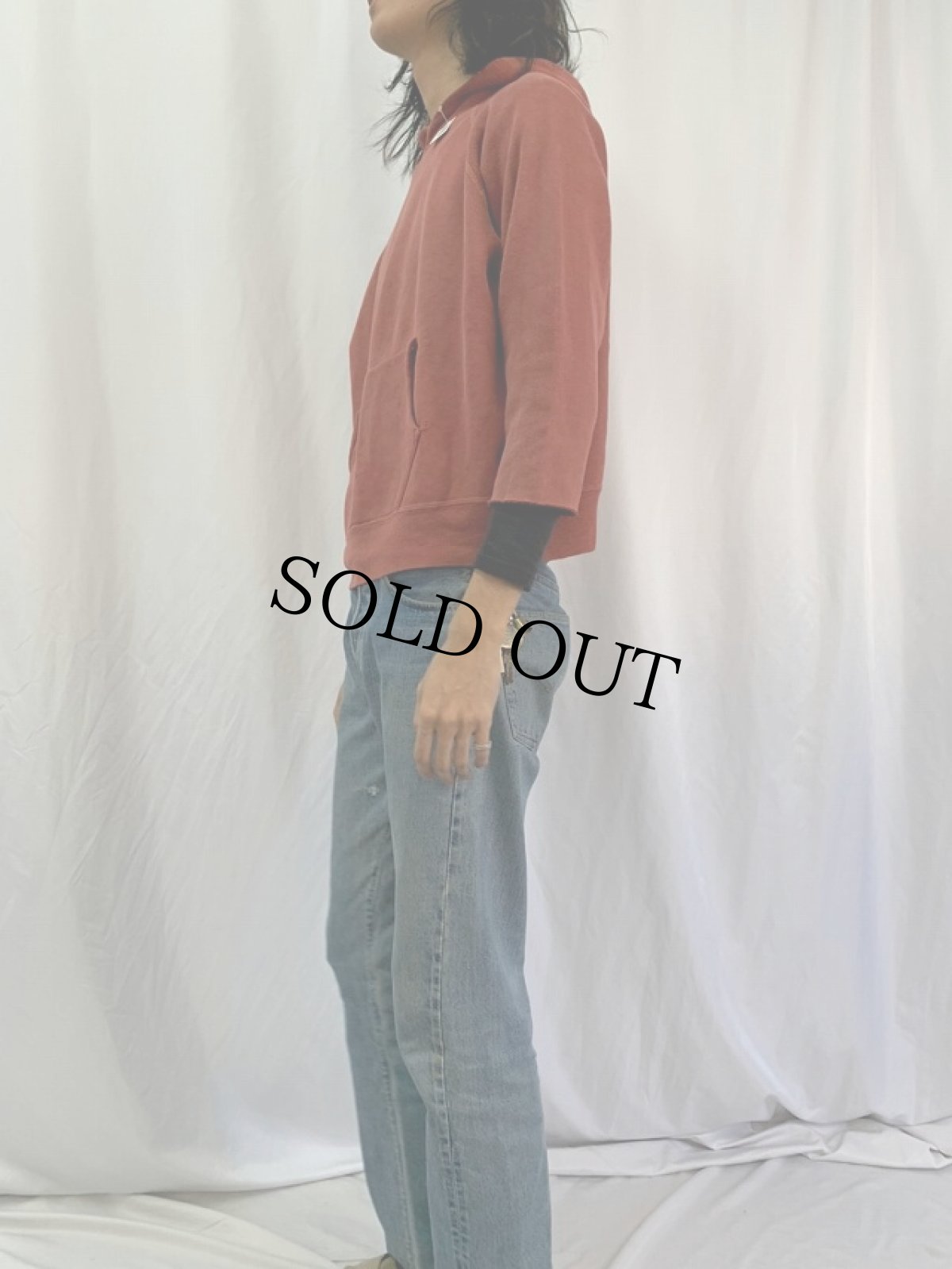 画像3: 60's〜 カットオフ ラグランスウェットフーディー 無地 (3)
