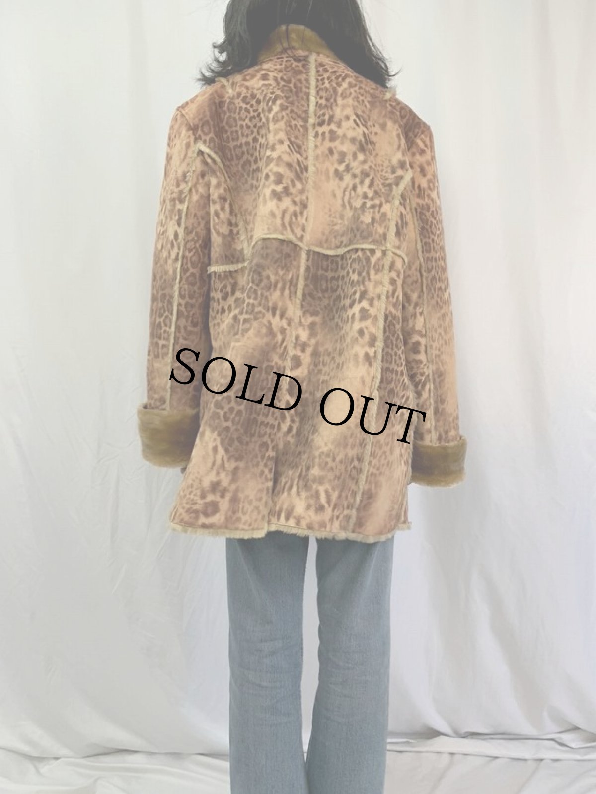 画像4: レオパード柄 フェイクムートンジャケット 2X (4)