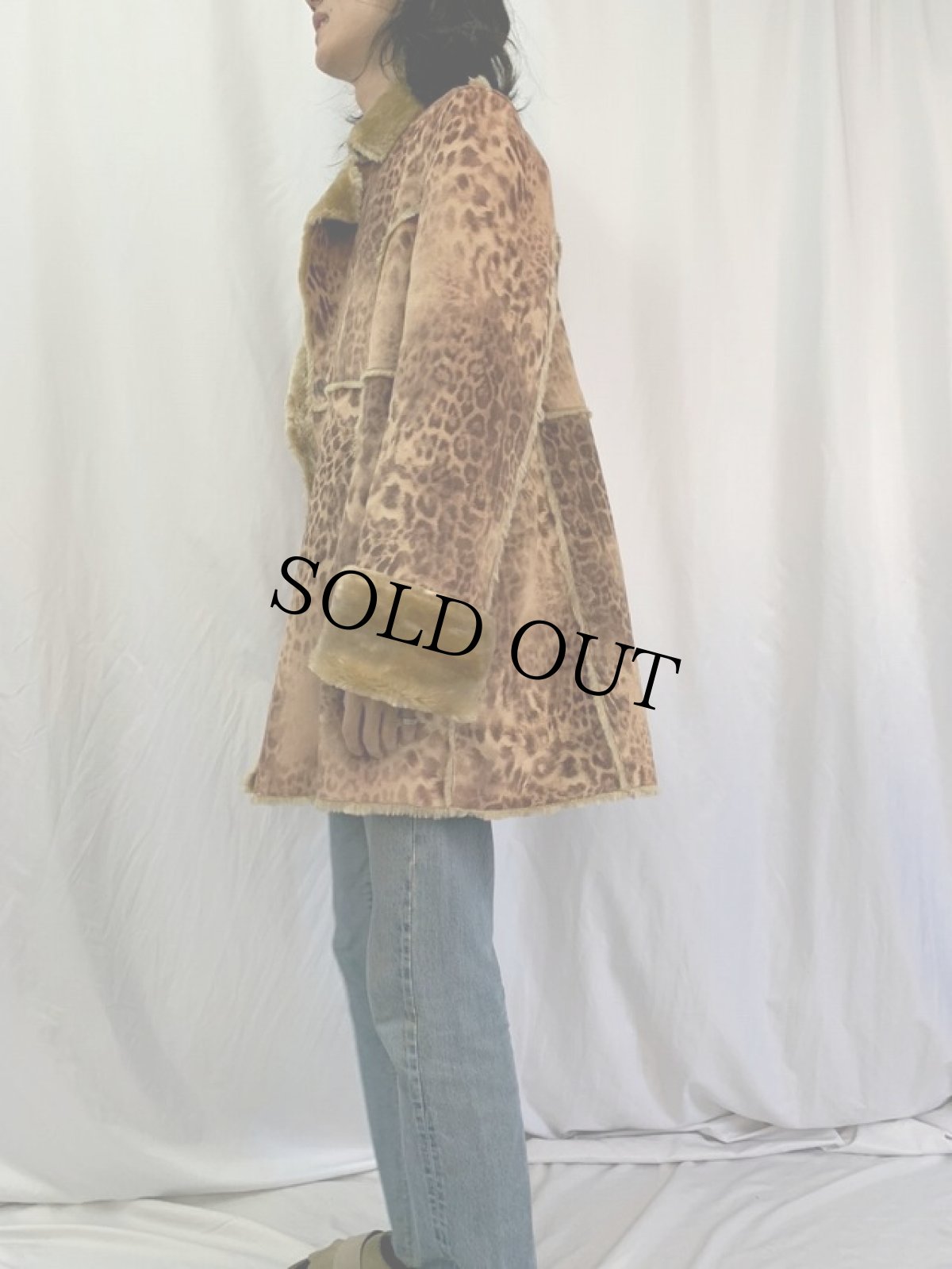 画像3: レオパード柄 フェイクムートンジャケット 2X (3)