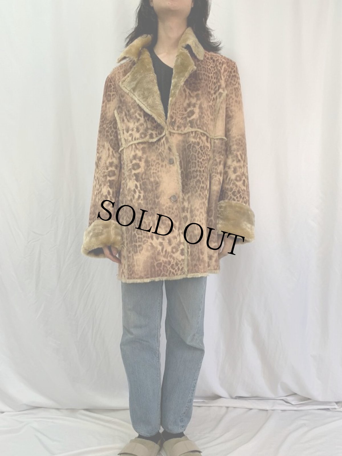 画像2: レオパード柄 フェイクムートンジャケット 2X (2)