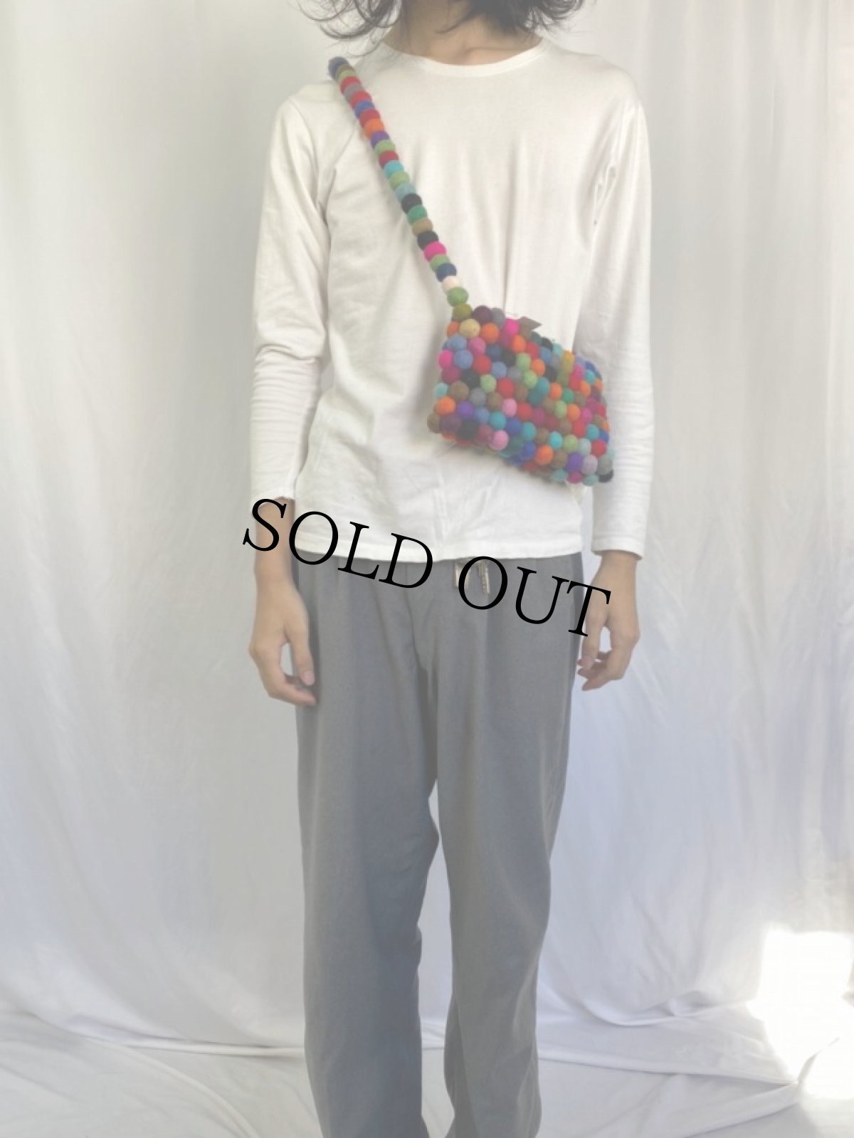 画像2: NEPAL製 ウール デザインショルダーバッグ (2)