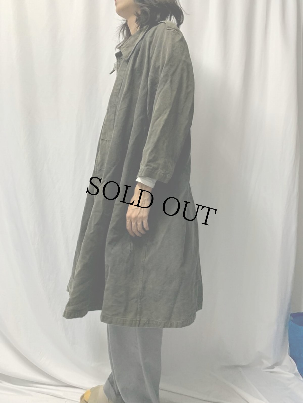 画像3: 40〜50's FRENCH MILITARY M-35 LONG TYPE モーターサイクルコート 後染め (3)