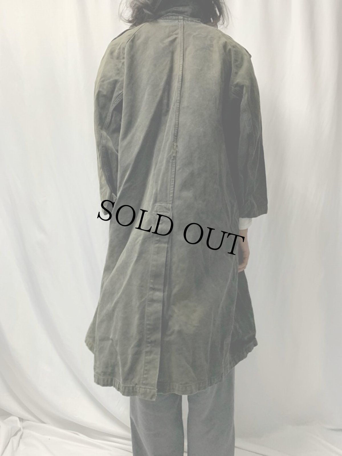 画像4: 40〜50's FRENCH MILITARY M-35 LONG TYPE モーターサイクルコート 後染め (4)