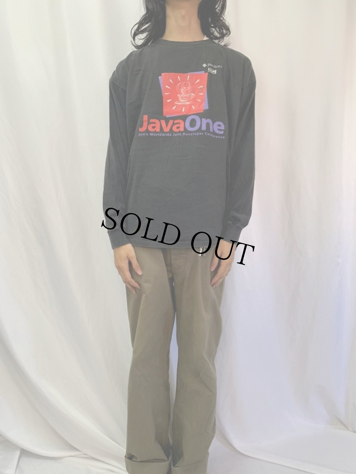 画像2: 90's JAVA USA製 "Java One" コンピューター企業 ロゴプリントロンT BLACK XL (2)