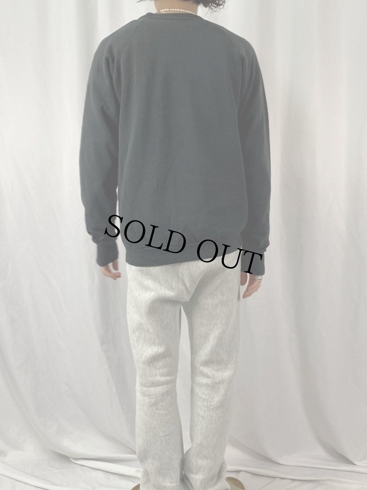 画像4: 90's "Hulk Hogan" プロレスラープリント ラグランスウェット BLACK (4)