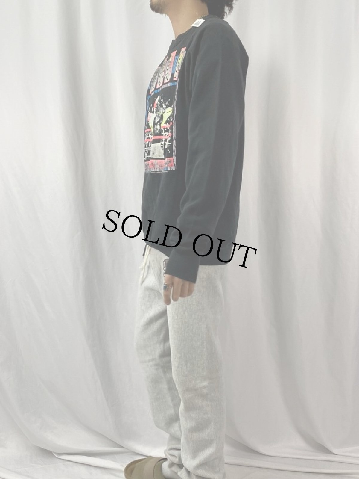 画像3: 90's "Hulk Hogan" プロレスラープリント ラグランスウェット BLACK (3)