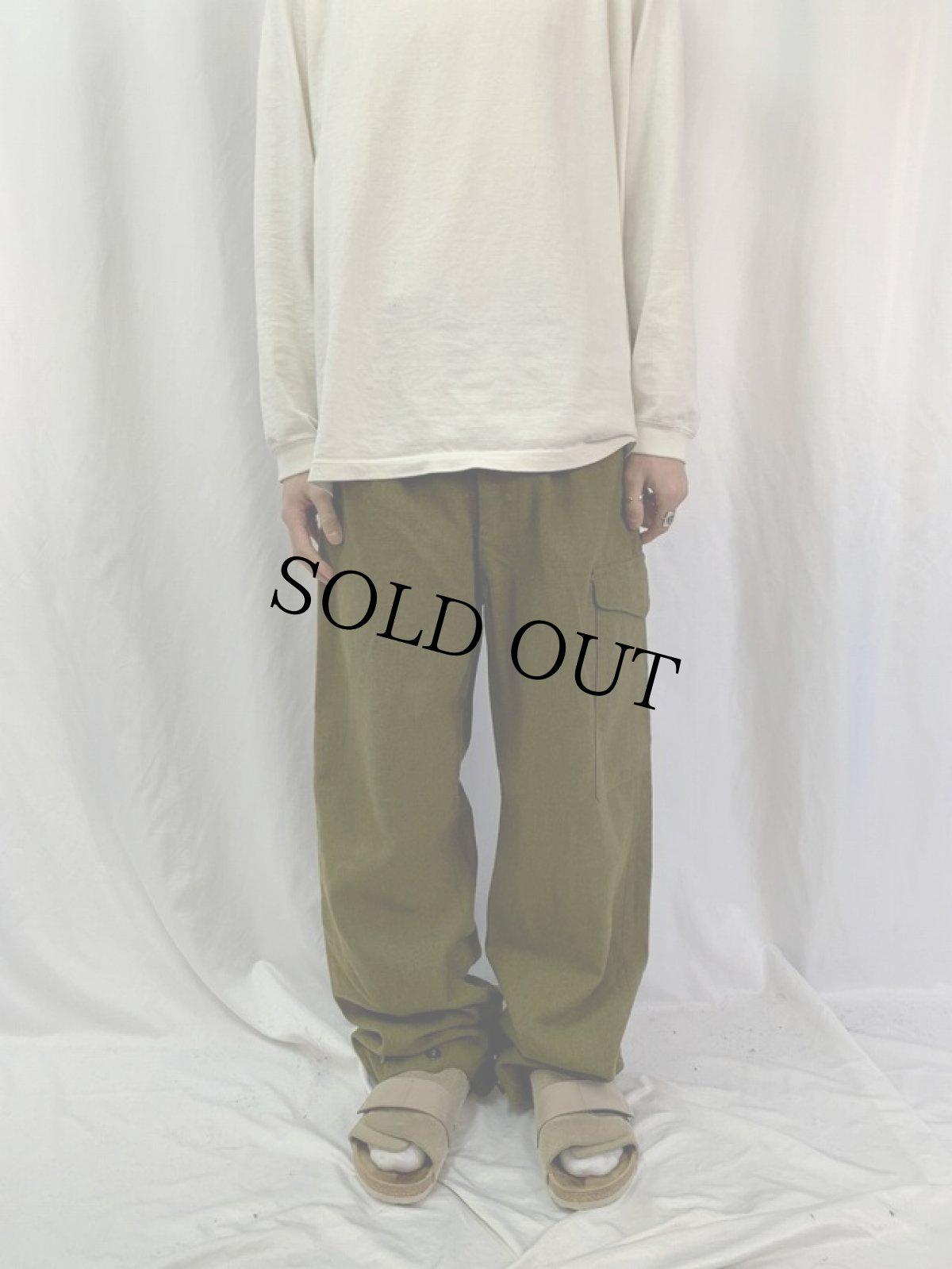 画像2: 50's オーストラリア軍 ウールカーゴパンツ W33 (2)