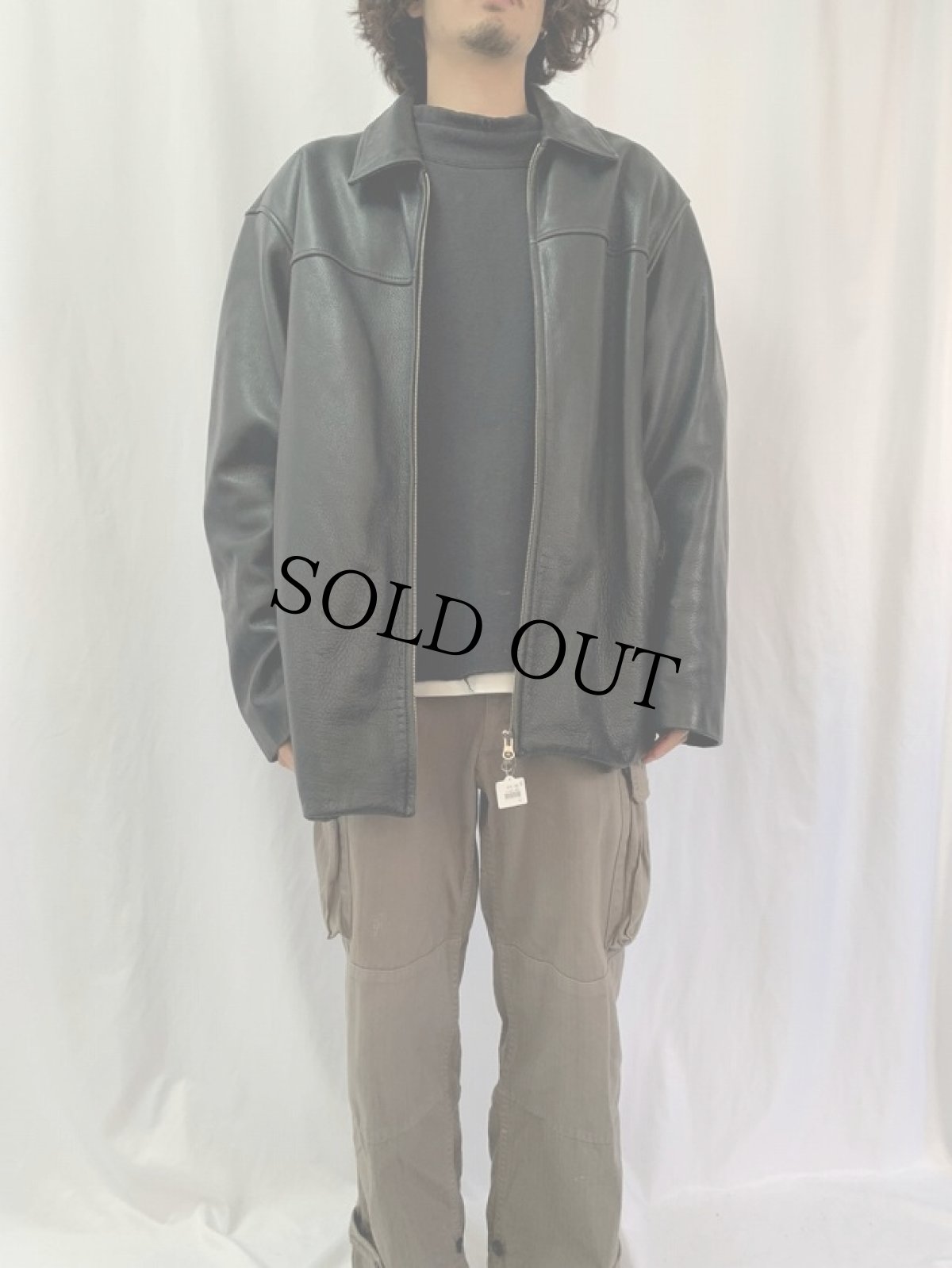 画像2: ライナー付き レザージャケット BLACK XL (2)