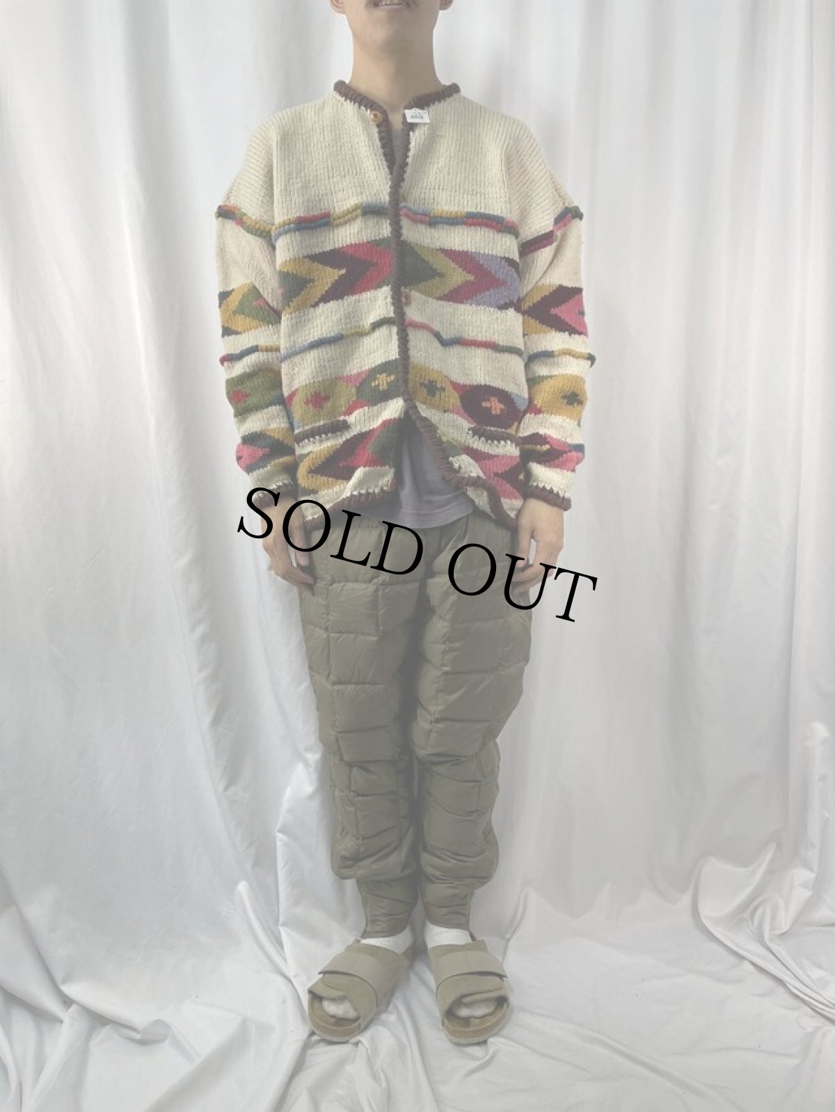 画像2: 総柄 ウールニットカーディガン (2)