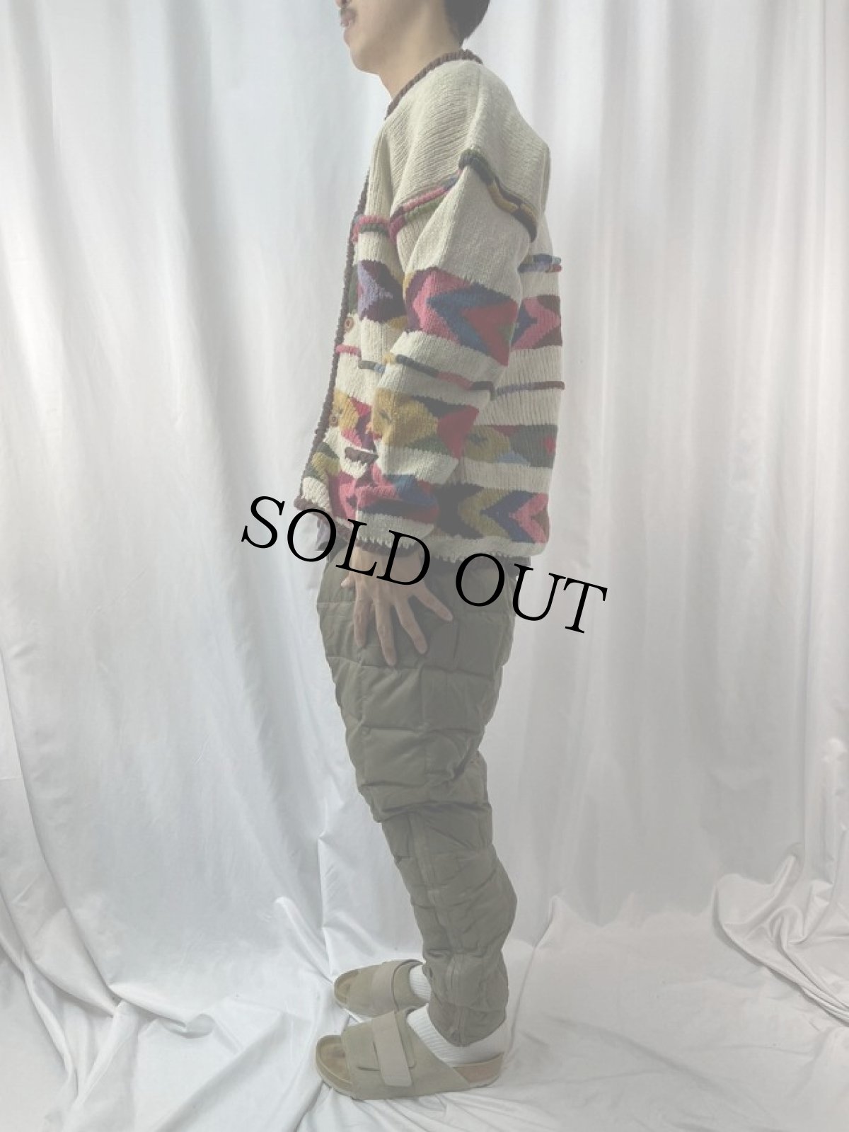 画像3: 総柄 ウールニットカーディガン (3)