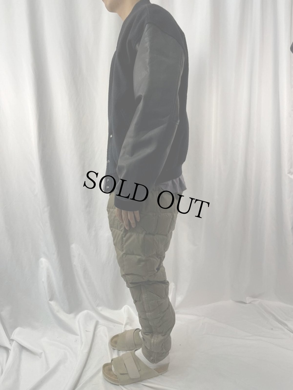 画像3: 80〜90's USA製 刺繍入り 袖レザー メルトンスタジャン XL (3)