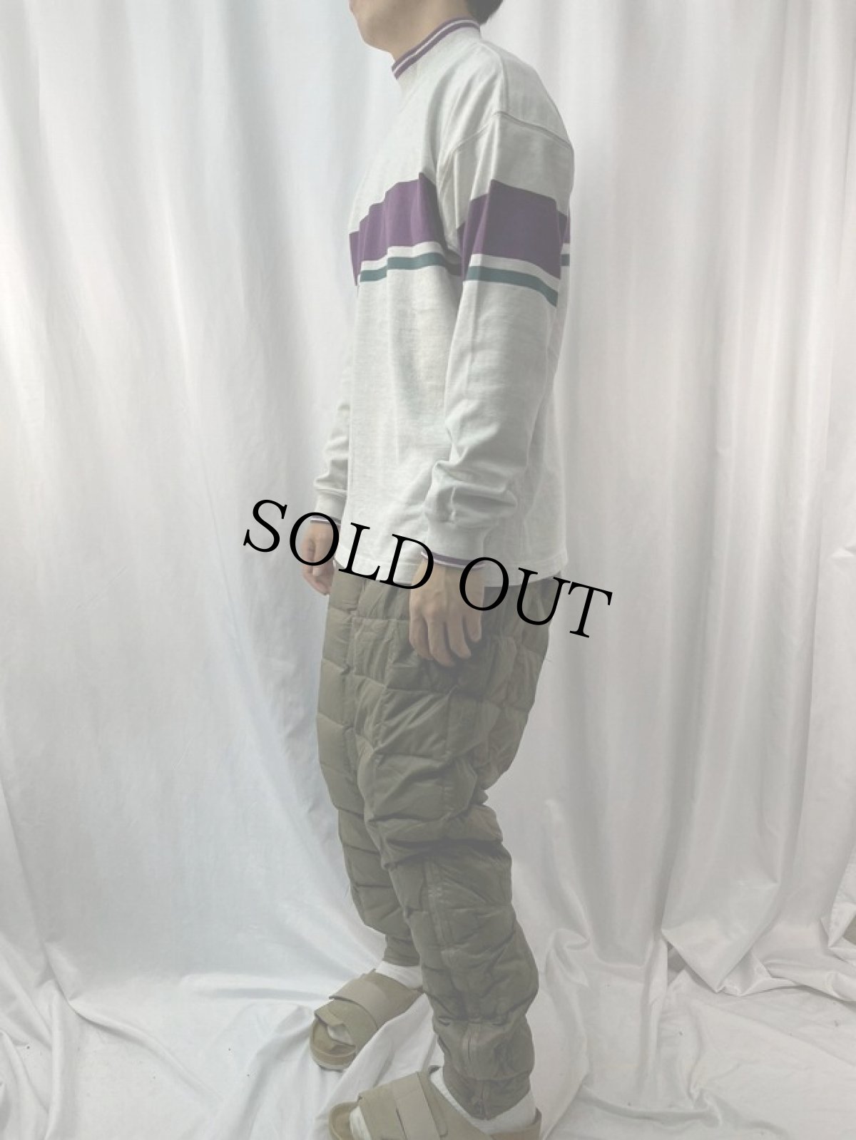 画像3: 90's L.L.Bean USA製 ボーダー柄 モックネックスウェット M (3)