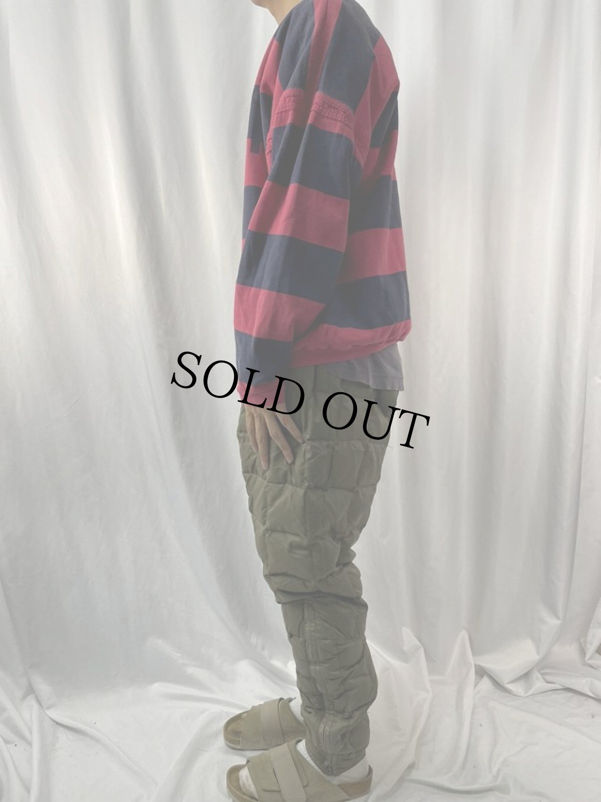 画像3: 90's USA製 "e.n.u.f." ボーダー柄 プリントスウェット L (3)