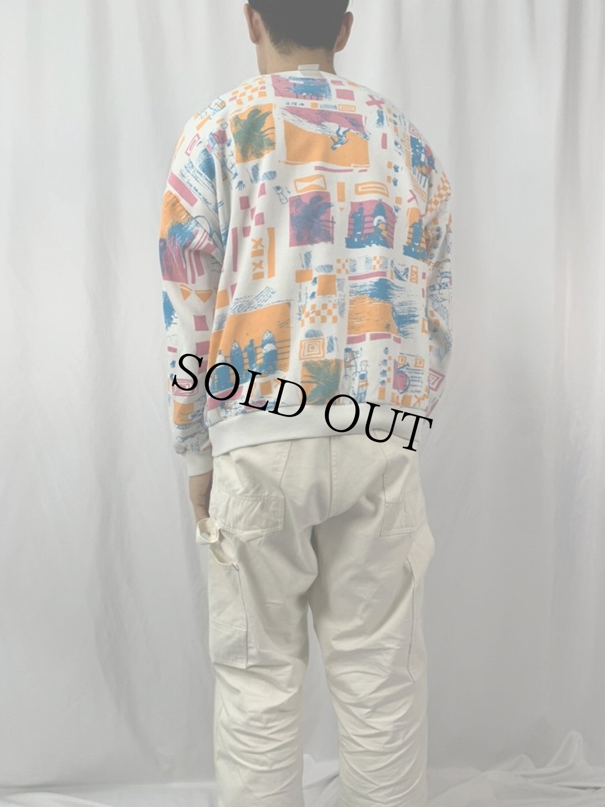 画像4: 80's Ocean Pacific 総柄 プリントスウェット L (4)