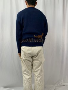 画像4: 90's USA製 馬柄織り アクリルジャガードニットセーター XL (4)