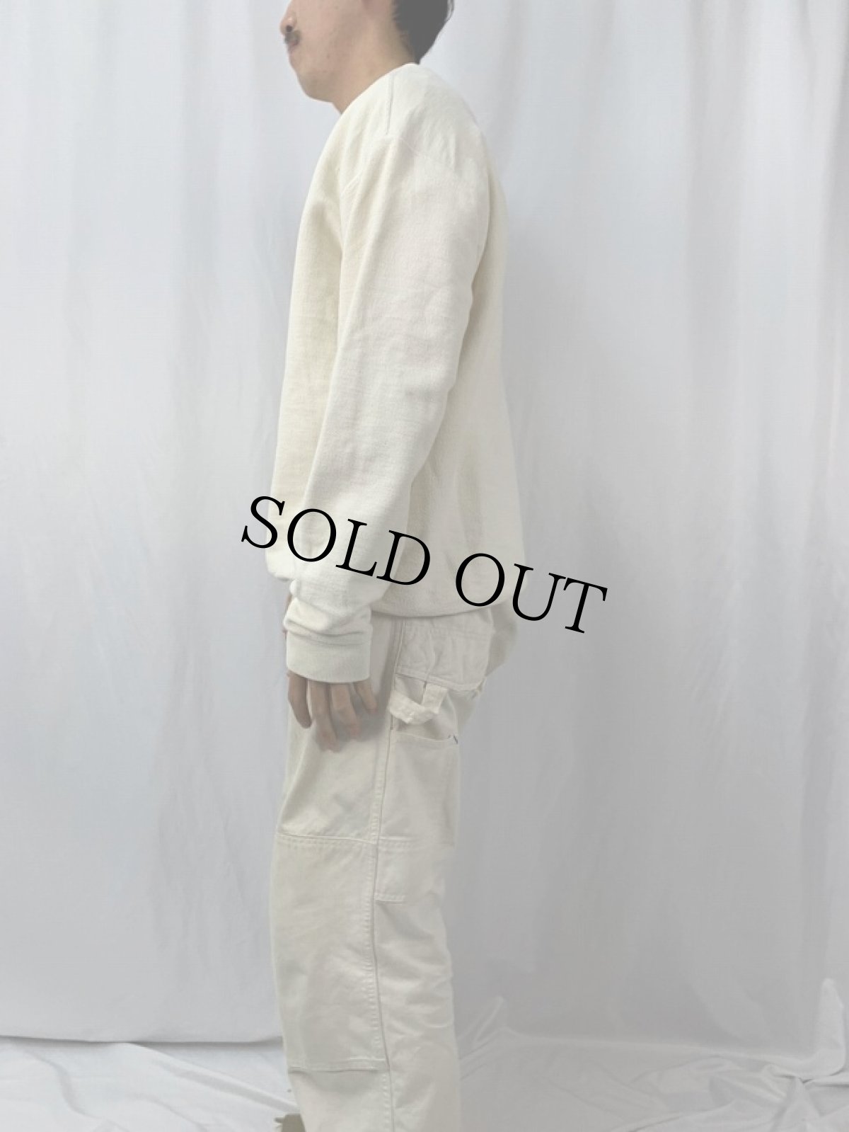 画像3: 90's LANDS'END USA製 前V 鹿の子スウェット L (3)