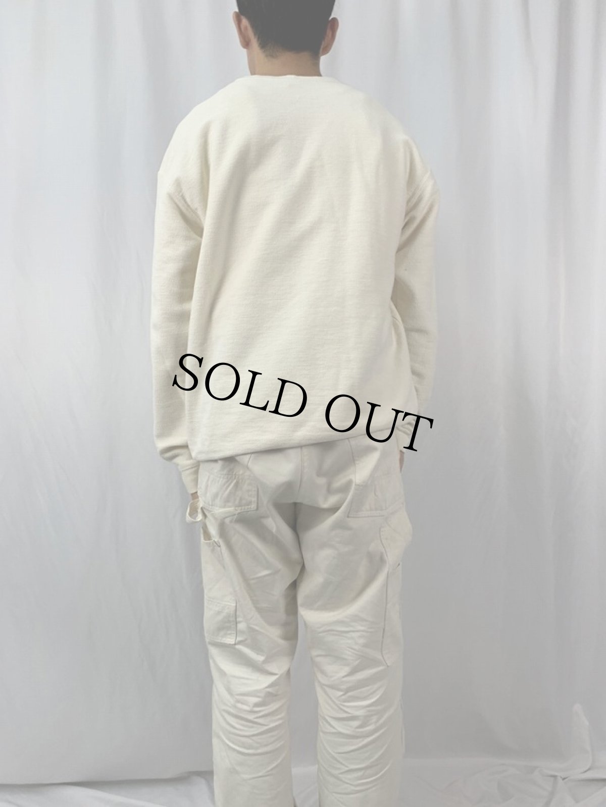 画像4: 90's LANDS'END USA製 前V 鹿の子スウェット L (4)