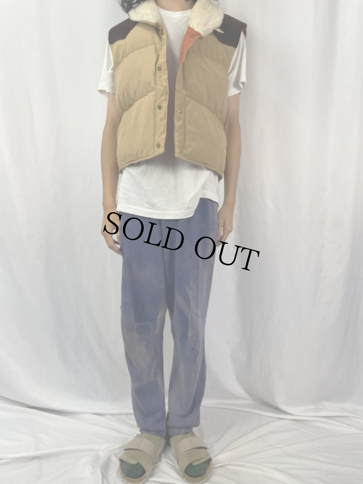 画像2: 70's USA製 襟ボア ウエスタンダウンベスト M (2)